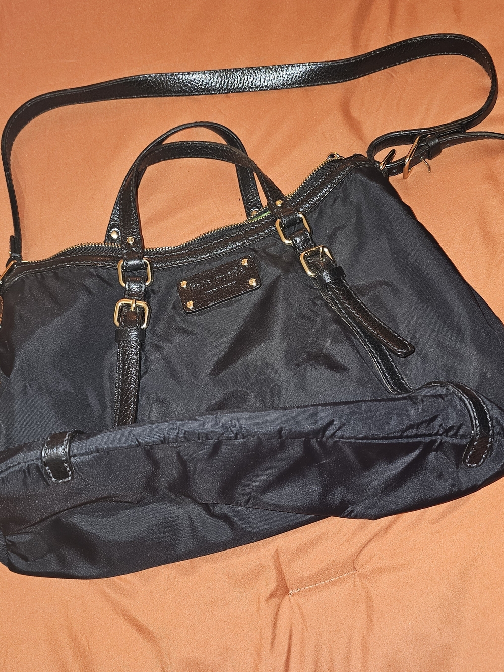 kate spade Black Nylon Convertible Shoulder Bag with Gold Hardware